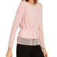 Top peplum de tule feminino INC International Concepts rosa tamanho X-S