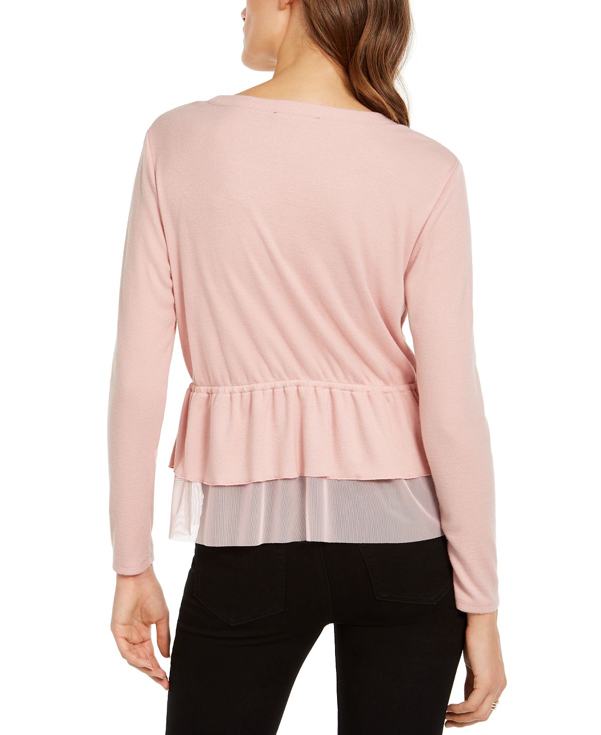 Top peplum de tule feminino INC International Concepts rosa tamanho X-S