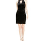 Vestido Halter Recortado de Veludo Feminino Bar III Preto Tamanho X-S
