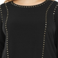 Blusa Calvin Klein Feminina Gola Redonda com Detalhe de Tachas Preta Tamanho 0X