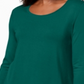 JM Collection Top feminino liso com manga 3/4, verde, tamanho pequeno
