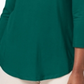 JM Collection Top feminino liso com manga 3/4, verde, tamanho pequeno