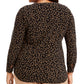 Blusa feminina Anne Klein com decote dividido e bolinhas, preta, tamanho 0X