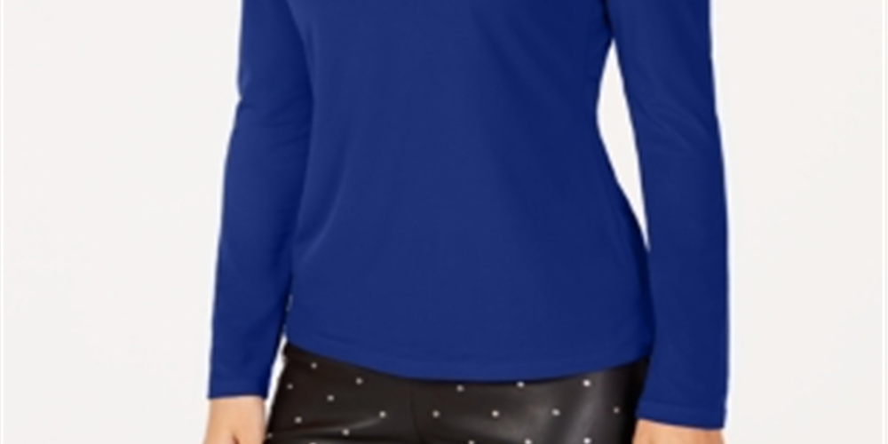 Blusa feminina com decote em V e recorte INC International Concepts, azul, tamanho pequeno