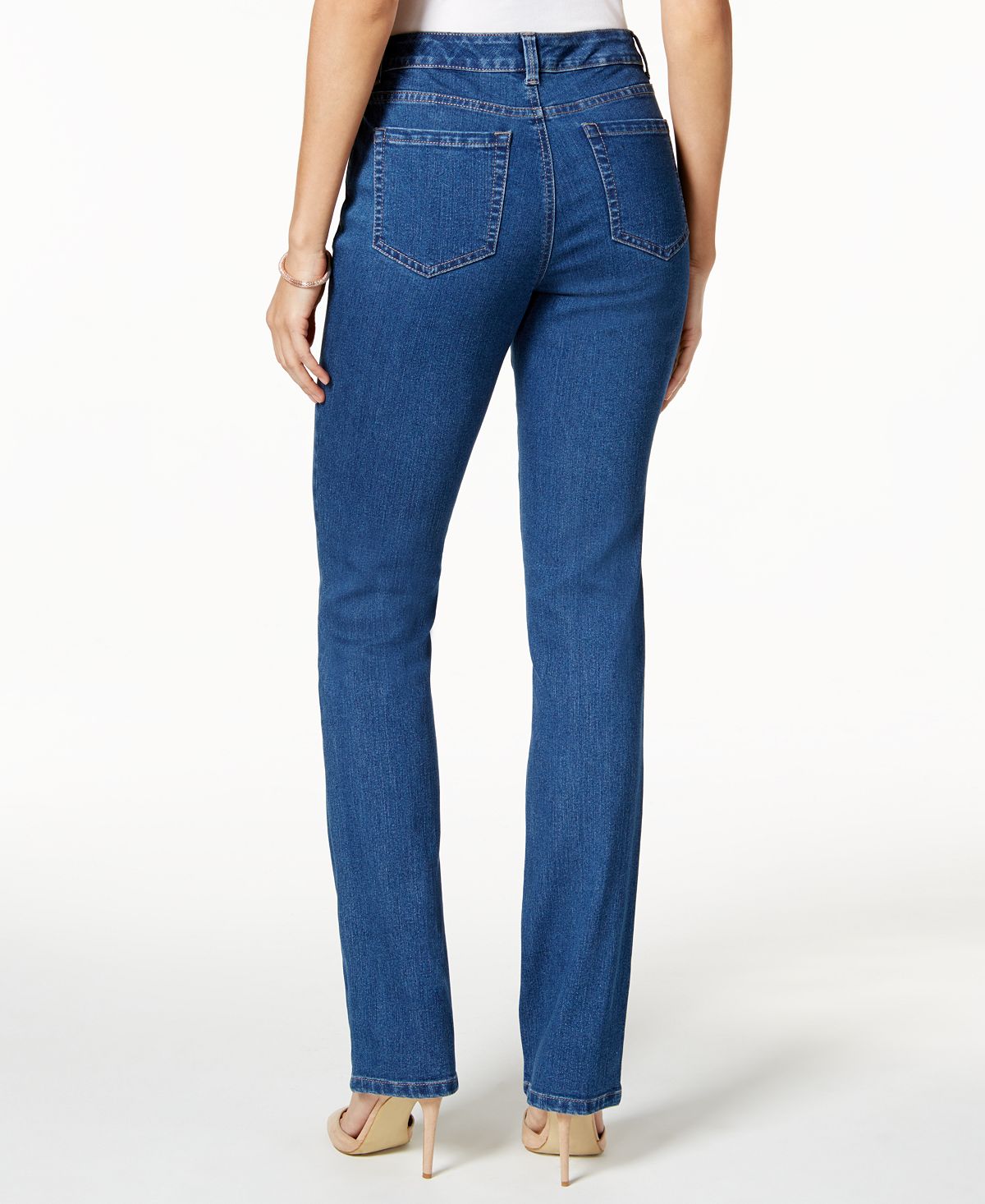 Calça jeans feminina Charter Club Lexington Curvy Straight Leg, azul, tamanho 14