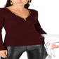 Suéter feminino com zíper e detalhes em vermelho, tamanho X-S
