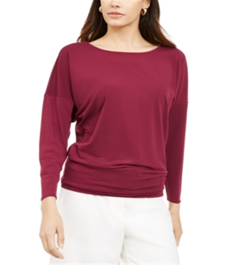 Blusa feminina Alfani com decote canoa e manga dolman, vermelha, tamanho grande