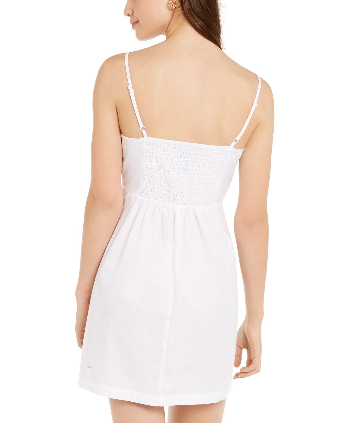 Vestido curto com alças finas Planet Gold para mulheres, branco, tamanho pequeno