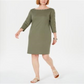 Vestido feminino Karen Scott com decote canoa e tachas, verde, tamanho pequeno, médio