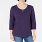 Karen Scott Moletom Feminino Esportivo de Algodão com Tachas Manga 3/4 Roxo Tamanho Grande