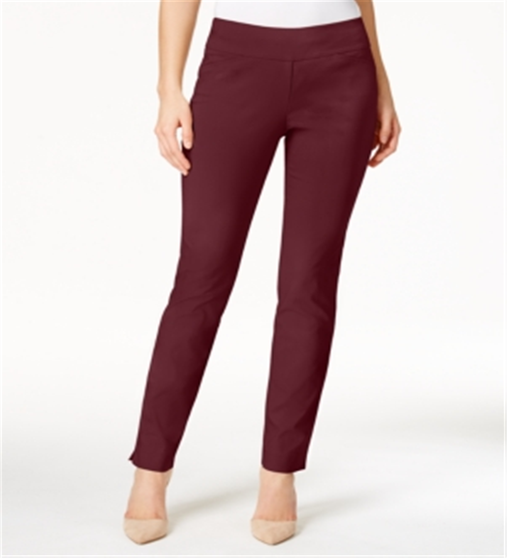 Calça feminina Charter Club Cambridge Tummy Control Slim Leg, vermelha, tamanho 8 Petite