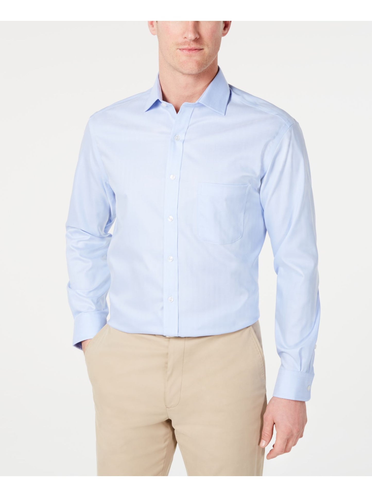 Camisa social masculina Tasso Elba com gola clássica, ajuste que não pode ser passada a ferro, tamanho 32x33, azul
