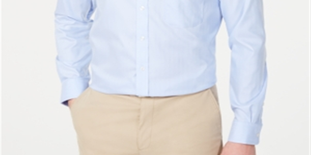 Camisa social masculina Tasso Elba com gola clássica, ajuste que não pode ser passada a ferro, tamanho 32x33, azul