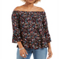 Top estampado ombro a ombro feminino Style &amp; Co, preto, tamanho grande