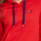 Tommy Hilfiger Blusa com capuz feminina estampada manga comprida vermelha tamanho médio