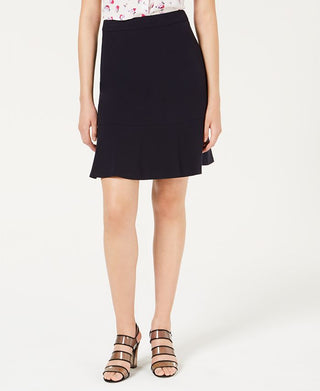 Saia feminina com babados elástica Bar III, azul-marinho, tamanho 8