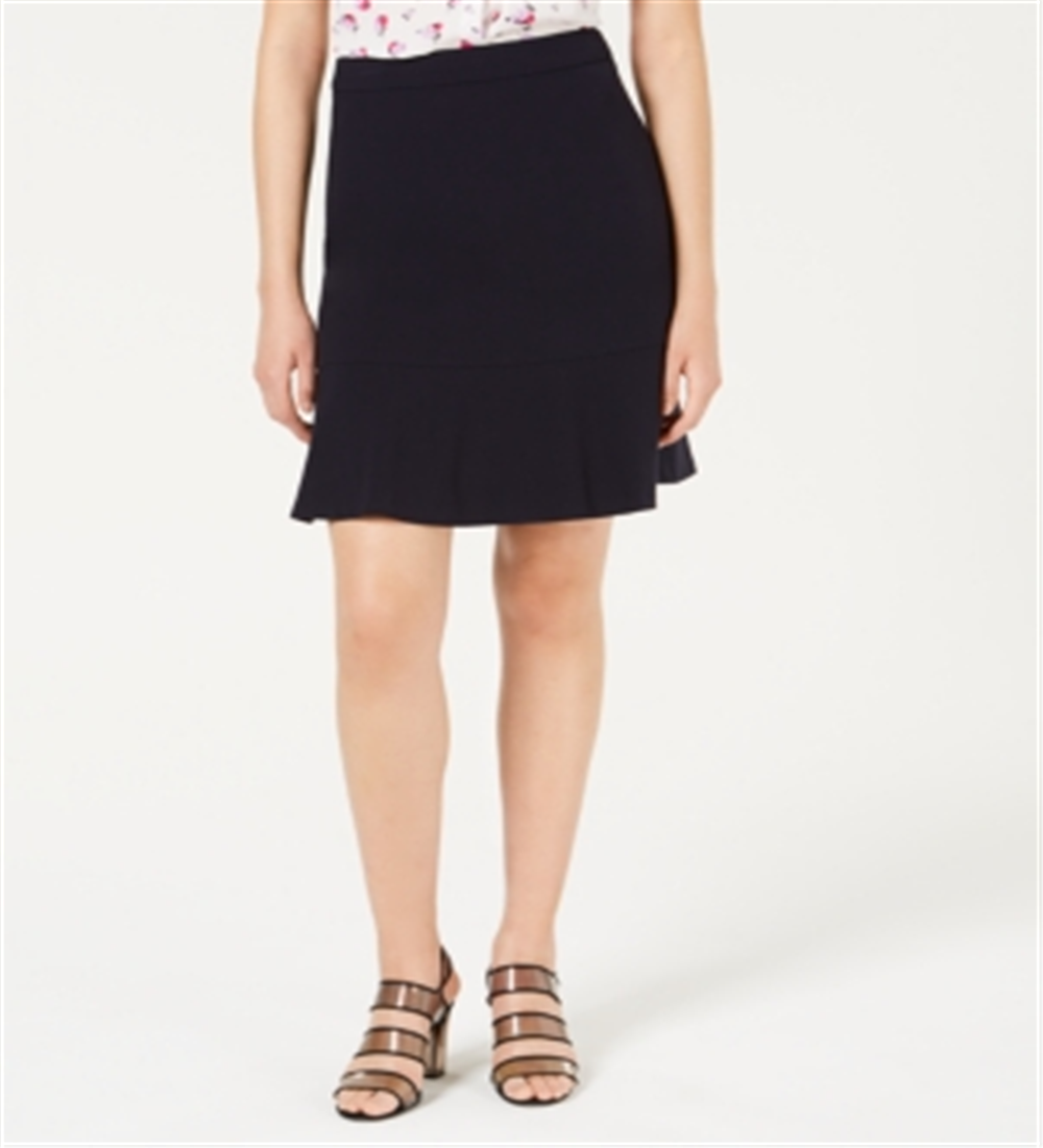 Saia feminina com babados elástica Bar III, azul-marinho, tamanho 8