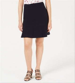 Saia feminina com babados elástica Bar III, azul-marinho, tamanho 8