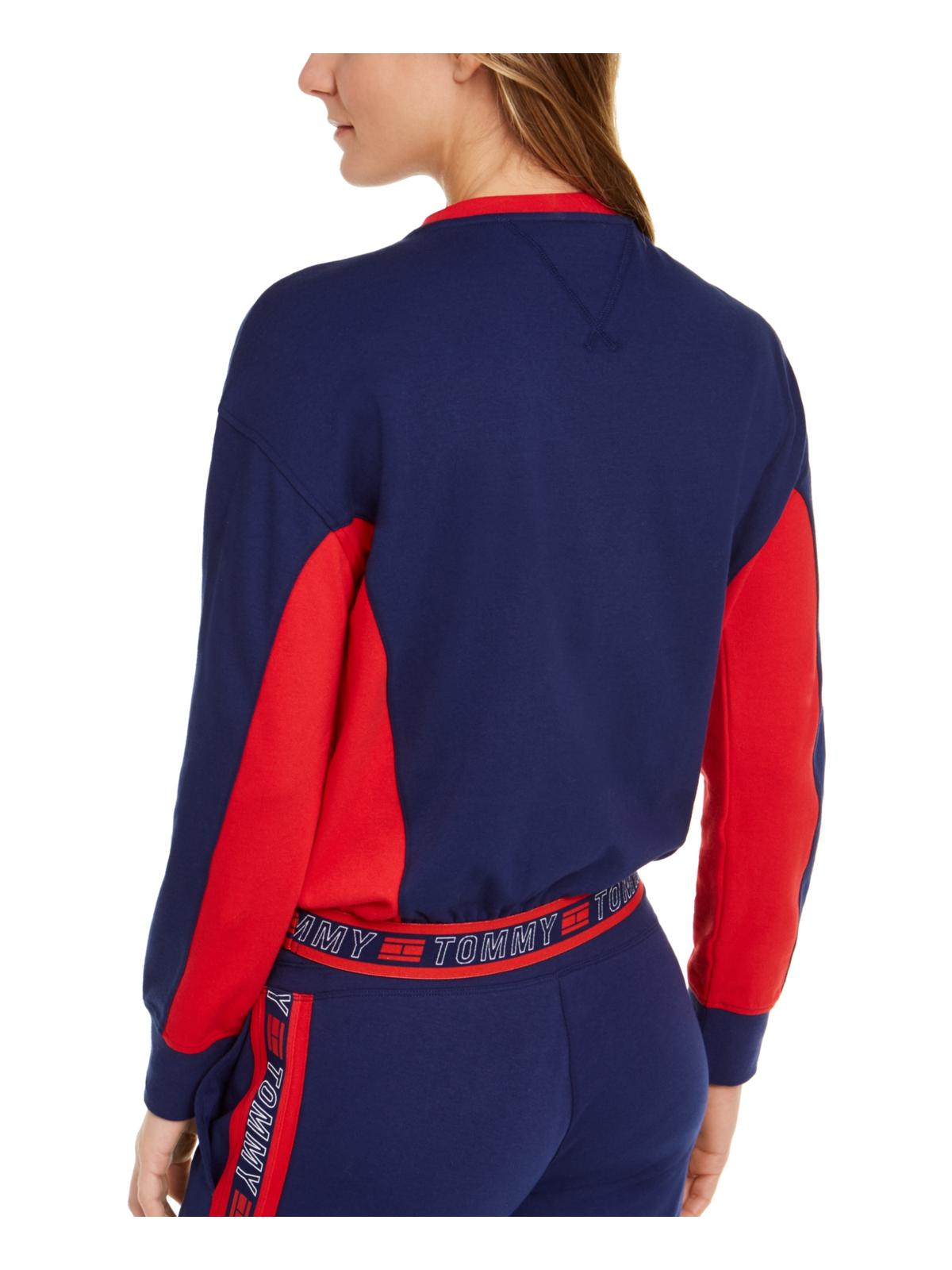 Tommy Hilfiger Feminino Gola com Fita de Algodão Jimmy Jazz Cropped Crew Top Azul Tamanho Médio