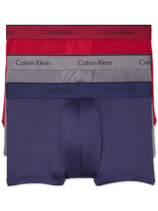 Cuecas boxer Calvin Klein masculinas com logotipo, pacote com 3, vermelhas, tamanho extragrande