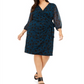Vestido envelope floral feminino INC International Concepts Shadow, azul, tamanho 1X