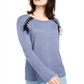 INC International Concepts Top feminino com decote redondo e cadarço, azul, tamanho XX-G