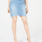 Mini saia jeans feminina curvilínea de cintura média, tamanho 12, azul, da INC International Concepts
