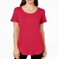 JM Collection Top feminino com decote redondo rosa tamanho XX-G