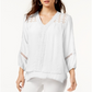 Estilo &amp; Co Top Feminino Renda Jugo Lenço Bainha Branco Tamanho Grande
