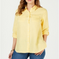 Camisa feminina Charter Club de linho com botões frontais, tamanho pequeno, amarela