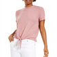 Blusa com gola falsa e amarração frontal canelada Pink Rose Junior, tamanho grande
