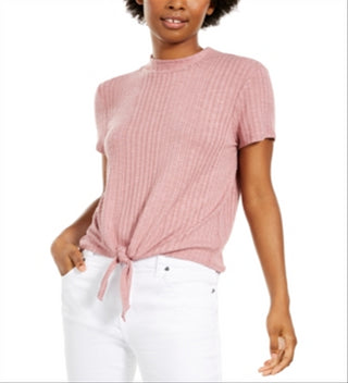 Blusa com gola falsa e amarração frontal canelada Pink Rose Junior, tamanho grande