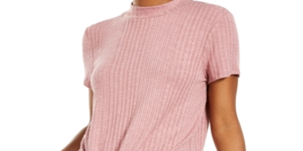 Blusa com gola falsa e amarração frontal canelada Pink Rose Junior, tamanho grande