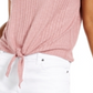 Blusa com gola falsa e amarração frontal canelada Pink Rose Junior, tamanho grande