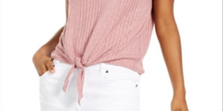 Blusa com gola falsa e amarração frontal canelada Pink Rose Junior, tamanho grande