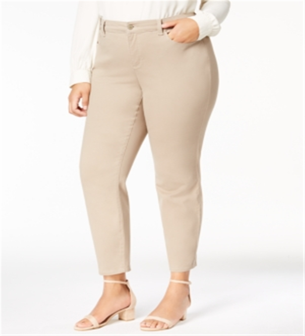 Calça Calvin Klein Plus Bristol Officewear Feminina Afinadora de Barriga Bege Tamanho 26W