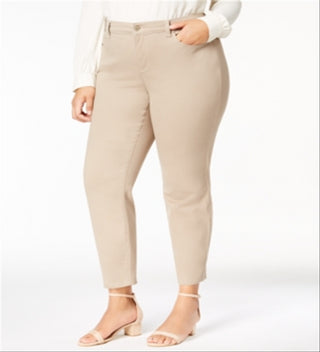 Calça Calvin Klein Plus Bristol Officewear Feminina Afinadora de Barriga Bege Tamanho 26W