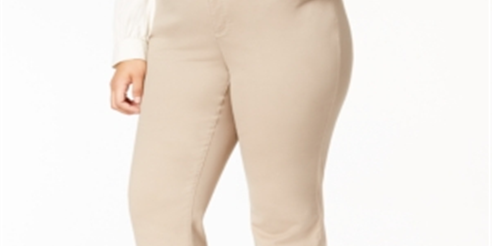 Calça Calvin Klein Plus Bristol Officewear Feminina Afinadora de Barriga Bege Tamanho 26W