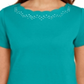 Camiseta feminina Karen Scott de algodão com gola recortada, verde, tamanho médio