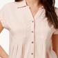 Blusa Henley de manga curta com gola alta feminina Style &amp; Co, rosa, tamanho grande, para usar no trabalho