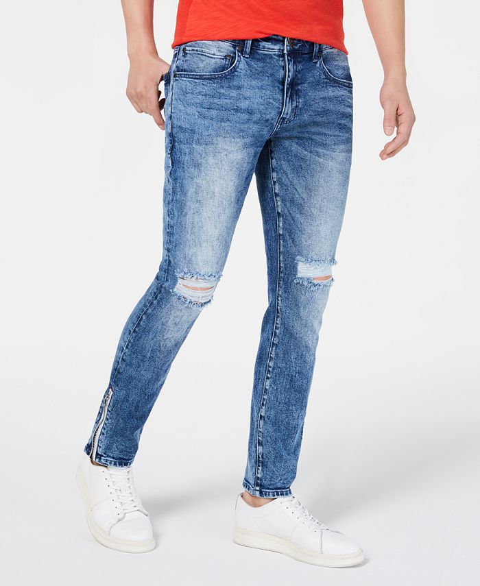 Calça jeans skinny masculina Stockholm Denim Distressed da INC International Concepts, azul, tamanho 36W
