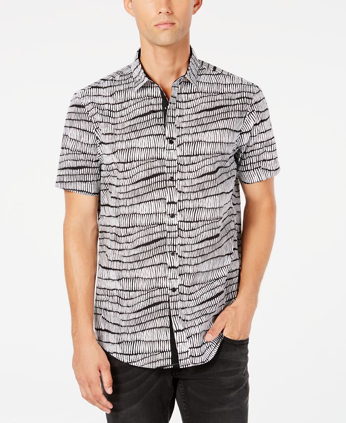 Camisa masculina de botões de cambraia da INC International Concepts, preta, tamanho pequeno