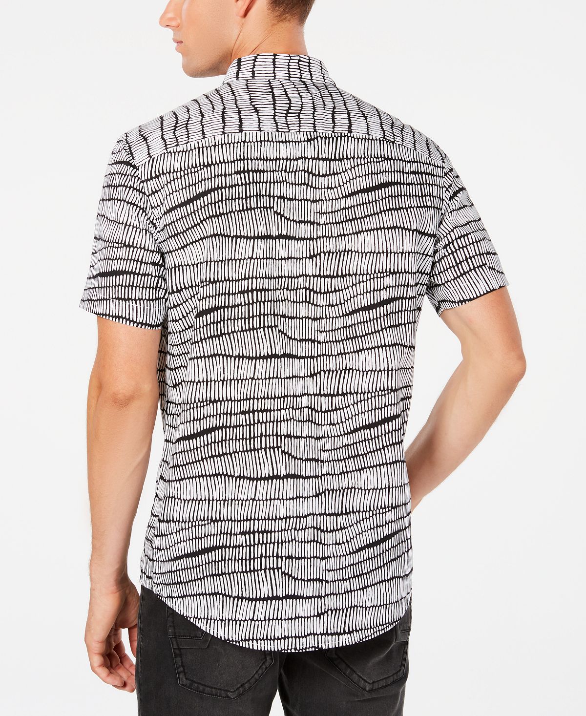 Camisa masculina de botões de cambraia da INC International Concepts, preta, tamanho pequeno