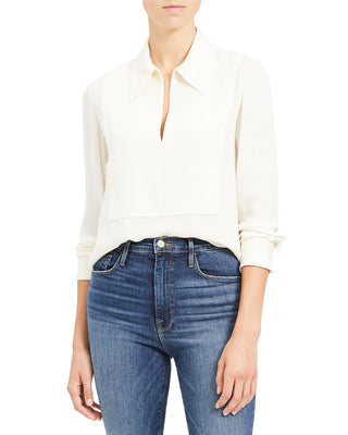 Theory Women's Classic Yoke Popover Collar Tunic White  Size L