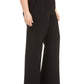 Calça feminina Kasper de crepe elástico com perna larga, preta, tamanho 22W