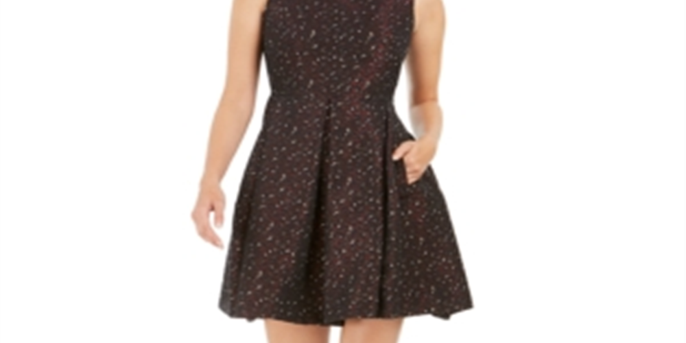 Vestido feminino Taylor, sem mangas, com zíper, gola alta, acima do joelho, tamanho 2, vermelho, pequeno