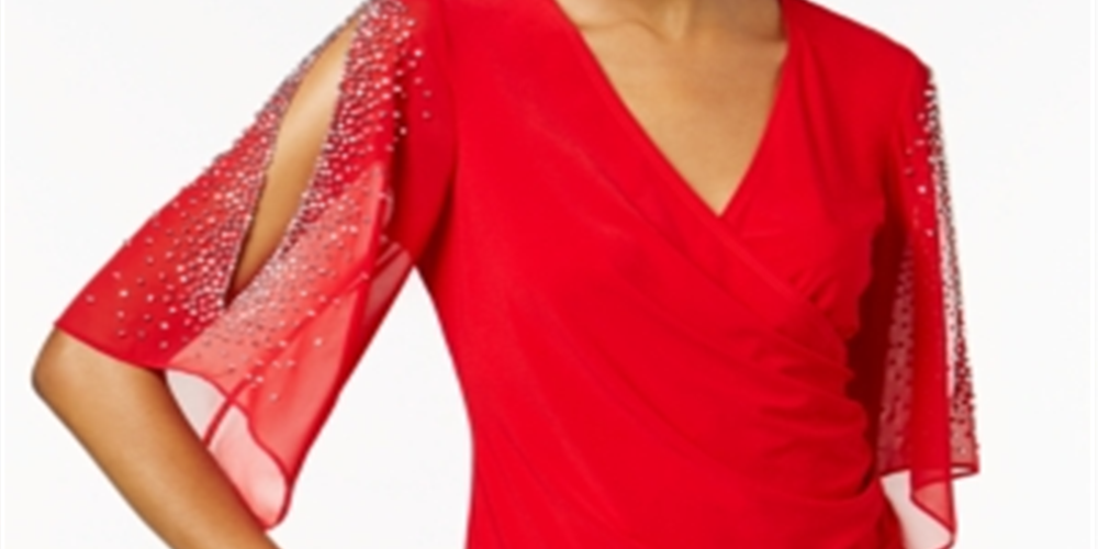 Blusa feminina MSK de chiffon com detalhes, vermelha, tamanho M