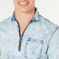 Camisa jeans masculina com zíper de um quarto da INC International Concepts, azul, tamanho pequeno