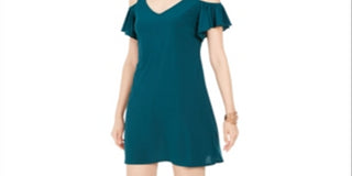 MSK Women's Cold Shoulder Flutter Sleeve Dress Green Size -Petite S