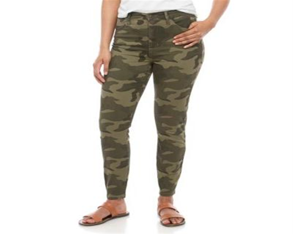 Calça jeans skinny camuflada infantil rosa da Celebrity, tamanho 9, verde